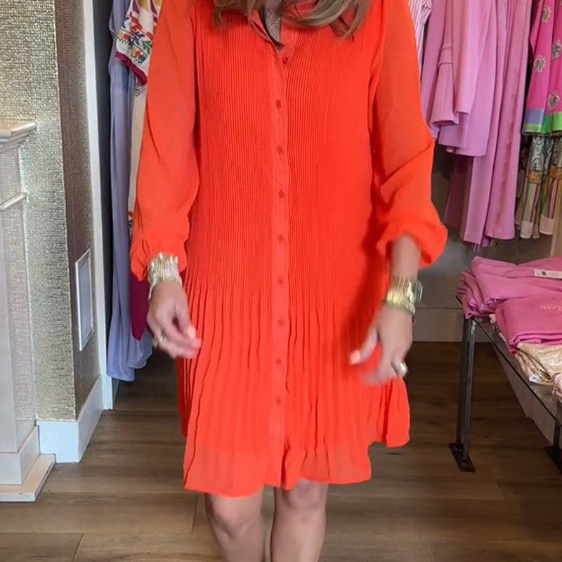 Robe plissée patchwork unie pour femme