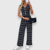 Jasmína – Ensemble haut à col V et pantalon assorti