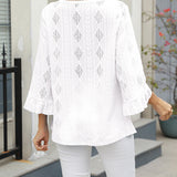 Haut Motif Losange Creux Manches Trompette