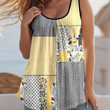 Tank Top avec Un Cou en U et un Motif Floral