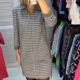 Robe à revers avec poche et carreaux