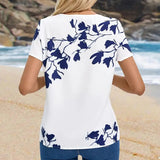 T-shirt décontracté col rond imprimé irrégulier