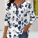 Blouse à Boutons Imprimée Mode