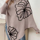 Pull Floral Large à Manches Gigot