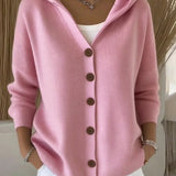 Cardigan Avec Caractéristiques Capuche Et Boutons Devant