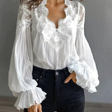 Chemisier Dentelle Patchwork Col V