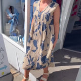 Robe Décolleté En V Sans Manches Imprimée