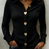 Chemise Boutonnage En Forme De Cœur Col