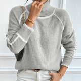 Pull Col Montant Tendance Couleur Contrastée