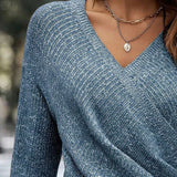 Pull Élégant Col En V Ruché
