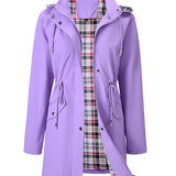 Trench Long Imperméable À Capuche Pour Femme