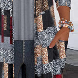 Bluse Manches Longues Imprimée Style Deux-Pièces Factice