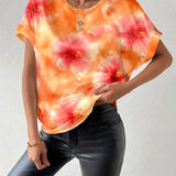 T-shirt Col Rond Tie-Dye Grande Fleur