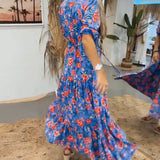 Robe à imprimé roses et fentes