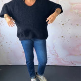 Pull décontracté de couleur unie à col en V