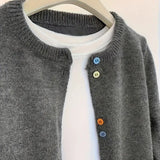 Cardigan décontracté de couleur unie à manches longues