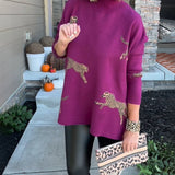 Pull ample motif guépard