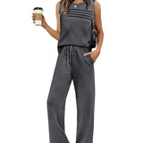 Ensemble Deux Pièces Top Gilet Plissé