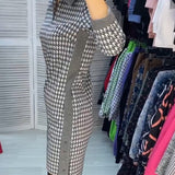 Robe à revers avec poche et carreaux