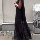 Robe sans Manches en Mesh et Patchwork