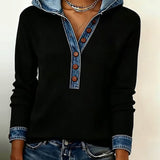 Hoodie Décontracté Avec Coutures De Couleur Contrastée