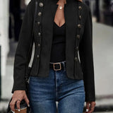 Veste élégante à double boutonnage de couleur unie