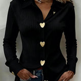 Chemise Boutonnage En Forme De Cœur Col
