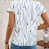 T-Shirt Col V Manches Courtes Imprimé
