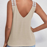 Gilet Uni Décontracté Dentelle Point De Waffle
