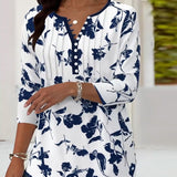 Blouse à Boutons Imprimée Mode