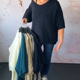 Pull décontracté de couleur unie à col en V