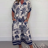 Robe à poche col V imprimé animal