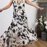 Robe fluide sans manches à imprimé fleuri