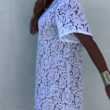 T-shirt Manches Courtes Dentelle