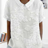 Blouse Avec Col Imprimé Uni