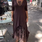 Robe À Manches Longues De Couleur Unie Irrégulière