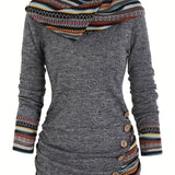 Sweat-shirt à capuche décontracté de couleur contrastée