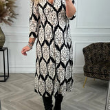 Robe à revers imprimé et fente latérale