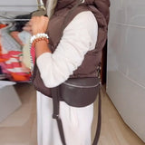 Manteau gilet à capuche de couleur unie