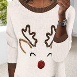 Pull décontracté col rond motif Noël