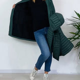 Manteau tendance de couleur unie avec fermeture éclair et bouton amovible
