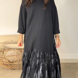 Robe Col Rond Imprimé Patchwork Irrégulier