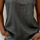 Gilet Sans Col Et Sans Manches De Couleur Unie