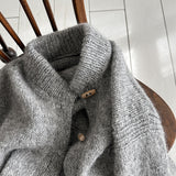 Cardigan uni à col montant et boutons en corne