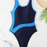 Maillot de bain une pièce tendance aux couleurs contrastées