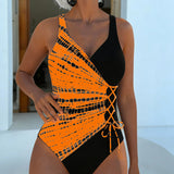 Maillot De Bain Une Pièce Color-Block À Pois