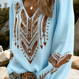 Blouse Manche Bouffante Col V Coupe Ample