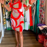 Robe imprimée droite à col en V