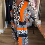 Robe imprimé géométrique léopard