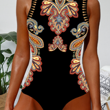 Maillot de Bain Paisley Sans Manches Monopièce